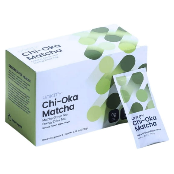 UNICITY Chi-Oka Matcha Green Tea Natural Green Apple Flavor 30 Packets