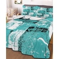 thumbnail image 3 of Quilts Twin-XL Size Bedding Set, Turquoise Pink Lightweight Quilted Comforter, Modern Abstract Art Botanical Soft Reversible Bedspread Coverlet with Pillow Covers for All Season, 68" x 98", 3 of 7
