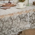 thumbnail image 6 of White Lace Tablecloth for Rustic Boho Wedding Bridal Shower Party Decoration, Classy Rectangle Overlay Long Vintage Embroidered Reception Table Cloth Decor, 6 of 9