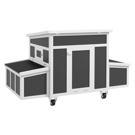 Wooden Chicken Coop for 6 Chickens Large Nesting Box Dark Gray
