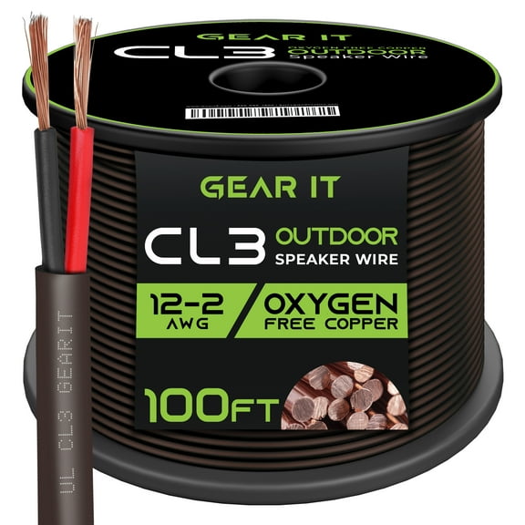 GearIT 12/2 Speaker Wire (100 Feet) 12AWG Gauge, Brown 2-Conductors / Outdoor Direct Burial in Ground / in Wall / CL3 CL2 Rated - OFC Oxygen-Free Copper, Brown 100ft
