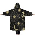 thumbnail image 2 of Oversized Wearable Blanket Hoodie,Black Gold Sun Moon Star Pattern Sherpa Blanket Hoodie with Super Pockets,Super Warm Fuzzy Pullover for Women & Men, 2 of 6