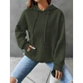 thumbnail image 3 of Women Fall Hoodies Sweater Casual Pullover Waffle Casual Long Sleeve Shirts Drawstring Loose Hooded Sweatshirt with Pocket, 3 of 6