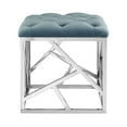 thumbnail image 3 of Modern Contemporary Urban Design Living Room Lounge Club Lobby Accent Chair Ottoman, Velvet Fabric Metal Steel, Blue, 3 of 5