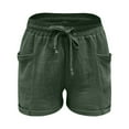 thumbnail image 4 of JJHGVB Shorts for Women Linen Shorts Athletic Shorts High Waist Straight Leg Sport Casual Loose Shorts With Pockets Cotton Shorts Womens Shorts Casual Army Green L, 4 of 8