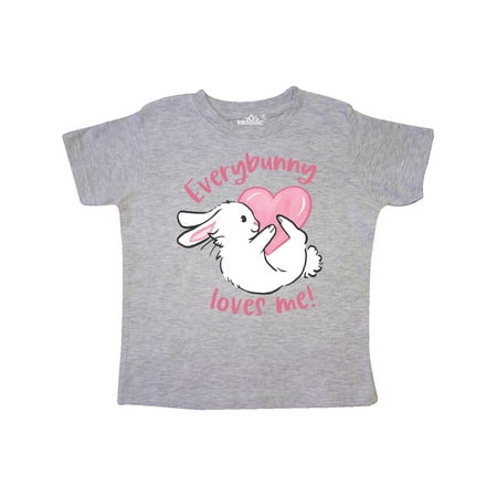 

Inktastic Everybunny Loves Me White Rabbit Holding Pink Heart Gift Toddler Boy or Toddler Girl T-Shirt