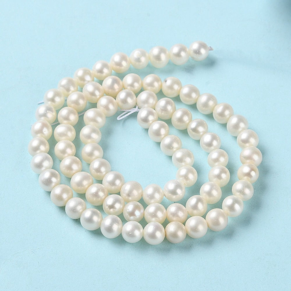 1strand Natural Cultured Freshwater Pearl Beads Strands Round Grade 5A WhiteSmoke 5.5~6x5.5~6mm Hole: 0.7mm about 72pcs/strand 15.63 inch(39.7cm)