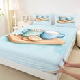 thumbnail image 3 of Manfei Sweet Christmas Dessert Twin Sheet Sets,Merry Xmas Twin Fitted Sheet,Blue Brown Flat Sheet For Kids,Super Cozy Room Decor,3 Pieces, 3 of 7