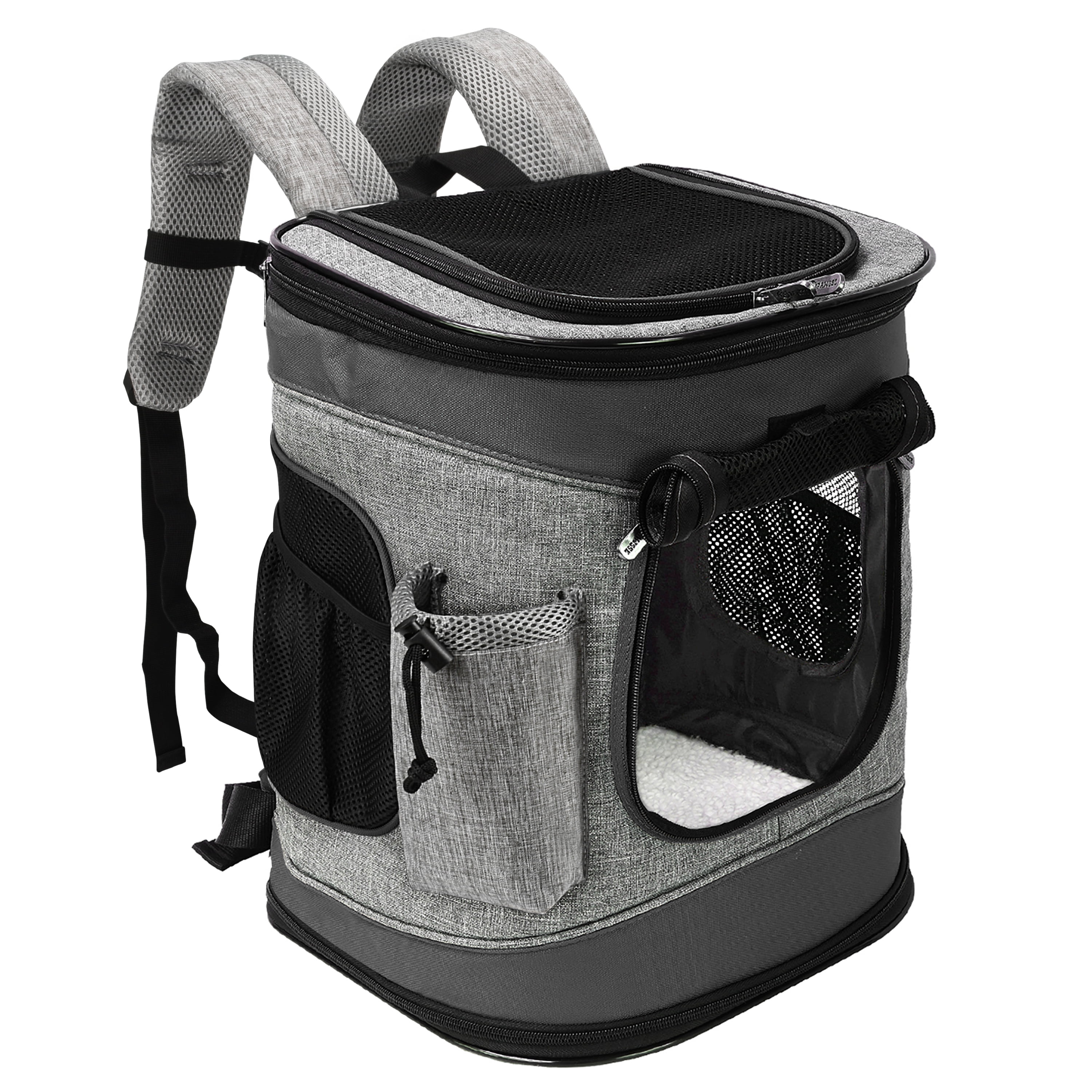 Medium Pet Travel Backpack Carrier for Dogs Cat Animal Puppy, Breathable Mesh Net Removable Sherpa Bed Outdoor Carrier f