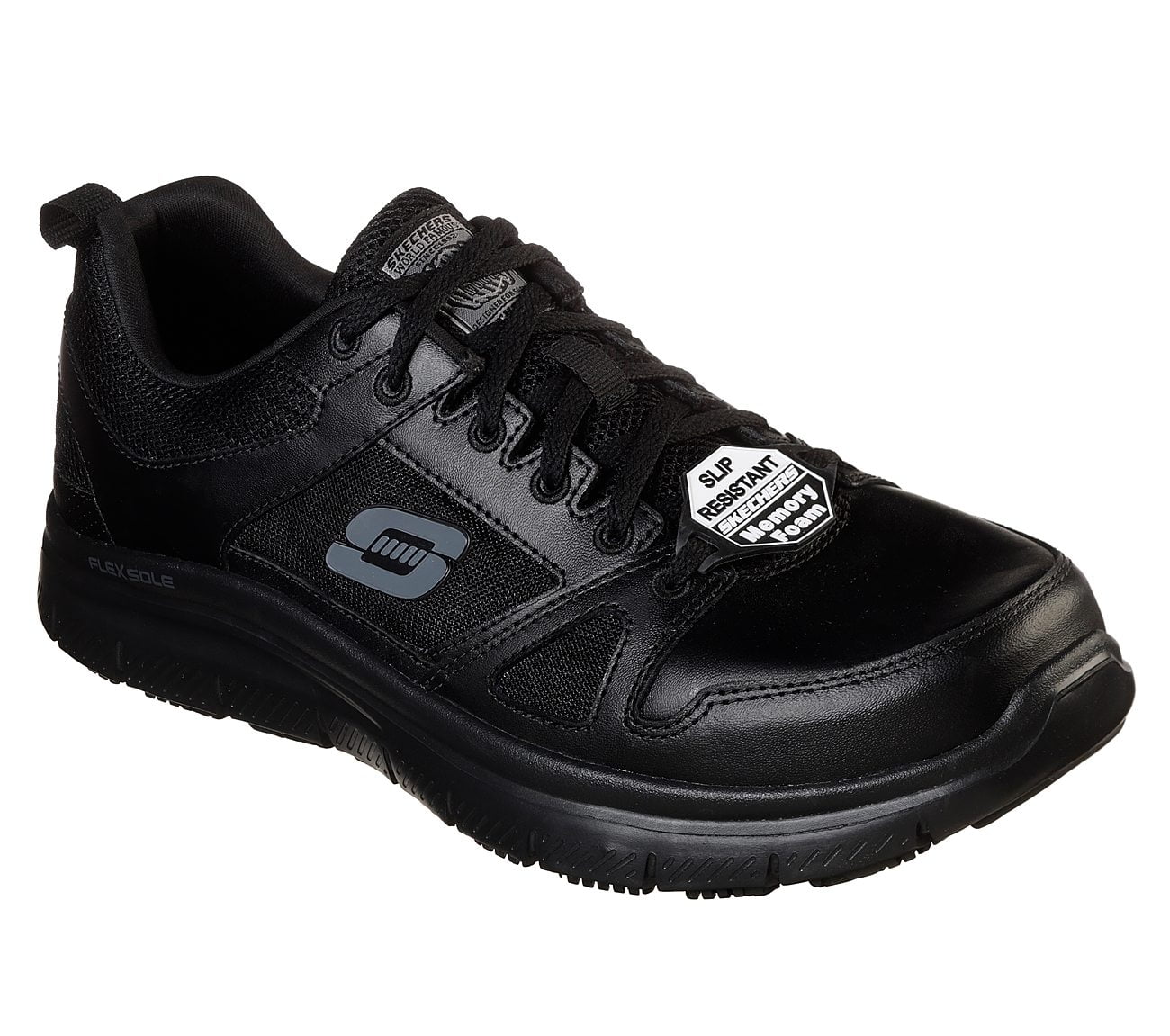 cálmese historia brillo Skechers Men's Flex Advantage SR Work Shoe, Black/Black, 8 W US -  Walmart.com