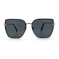 thumbnail image 4 of Womens 1990s Rimless Butterfly Metal Rim Designer Fashion Sunglasses Silver - Black, 4 of 8