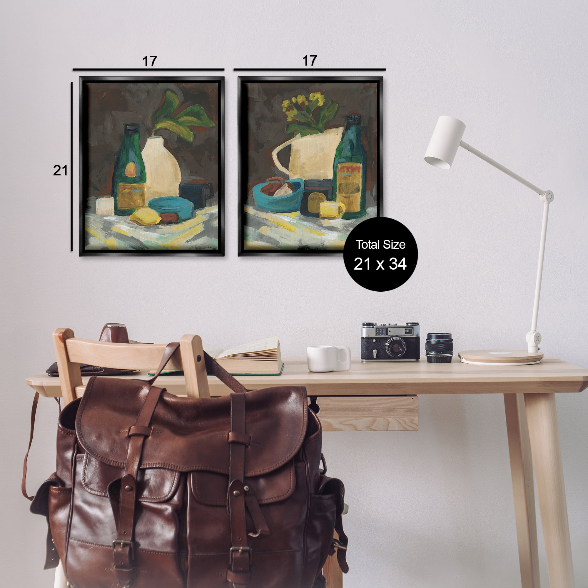 Stupell Industries Mixed Sundries Still Life Food & Beverage Painting Black Floater Framed Canvas Art Print Wall Art, 17 x 21, Set of 2