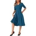 thumbnail image 4 of INSPIRE CHIC 1950s Vintage Dresses for Women's V Neck Half Sleeve Swing Dress with Pockets, 4 of 5