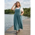 thumbnail image 3 of Cueply Womens Plus Size Overalls Jumpsuits Causal Sleeveless Adjustable Straps Wide Leg Long Pants with Pockets, 3 of 9