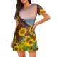 thumbnail image 1 of Fotbe Horse Sunflowers Bata de Dormir para Mujer con Estampado, Camisón de Algodón de Manga Corta, Ropa de Dormir Casual, 1 of 6
