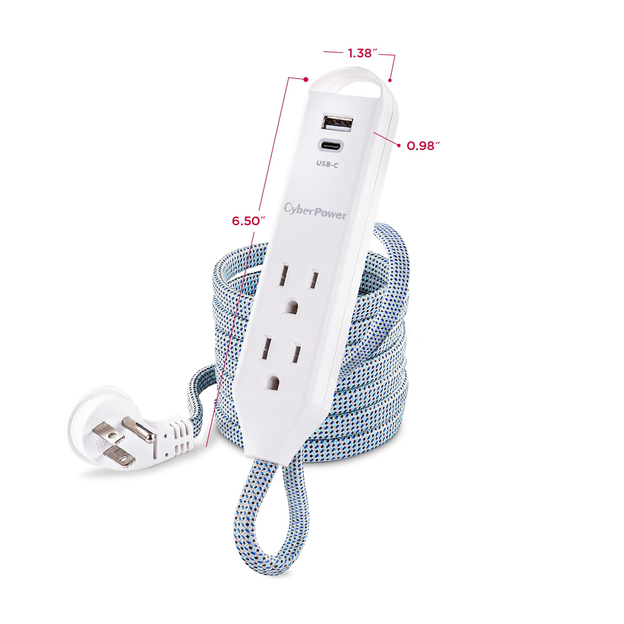  BLACK+DECKER Power Strip Extension Cord with 8 Grounded  Outlets, USB Port, USB-C Port, 5.5 ft Cable - Indoor Charging Station  Outlet Strip with Flat Plug - Premium Electrical Outlets & Accessories 