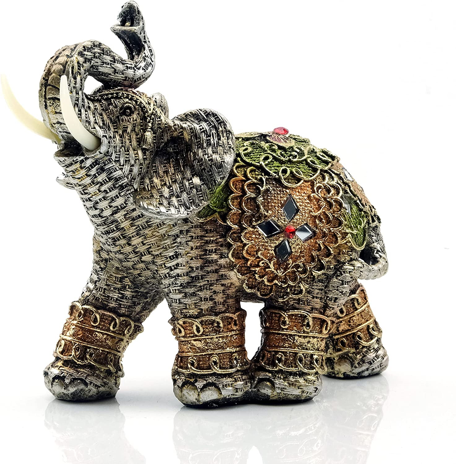 Elephant Sitter Statue Mother Baby Home Decor Asian Lucky Resin Sculpture Gift 