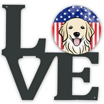 Carolines Treasures BB2135WALV American Flag and Golden Retriever Metal Wall Artwork LOVE 12X12 multicolor