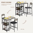 thumbnail image 4 of Modern Bar Table and Chairs Set for 2, Counter Height Dining Furniture with PU Upholstered Stools, Backrest & Footrest – Gray / Retro Color, 2-Pack / 4-Pack / 1+2 Set Options, 4 of 7