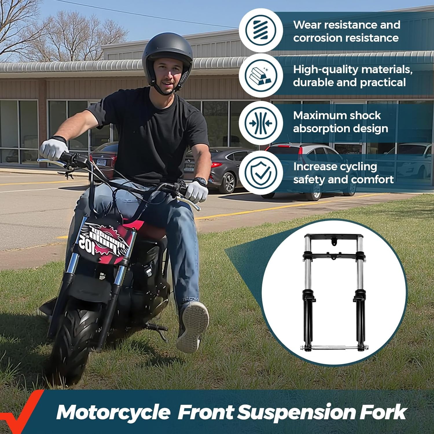 Mini Bike Front Fork Suspension Kit with Hydraulic Damping System - Universal Fit for RT100 MBX10 MBX11 and Most Mini Bikes, Easy Bolt-On Installation, Enhanced Ride Comfort for Off-Road Adventures