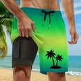 thumbnail image 2 of Mens Swim Trunk Twilight Hawaii Gradient Quick Dry With Pockets Swimwear Bathing Suits Beach Outdoor Green XL, 2 of 4