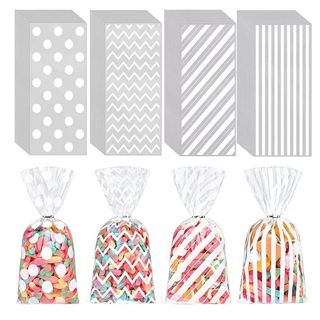 100 bolsas de celofán transparentes para , galletas, snacks, chocolate, palomitas de maíz, regalos y celebraciones navideñas. Ideales para