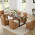 thumbnail image 4 of Spruce & Spring Upholstered Dining Chairs with Hidden Casters Set of 2, Cognac, 4 of 14
