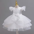 thumbnail image 3 of Lace Flower Sleeveless Gown Dress with Bow Decoration for Girls, Kids Wedding Bridesmaid Pageant Party Formal Long Gown Princess Tulle Floral Embroidery Girl Birthday Party Dresses - 2-10T, 3 of 7