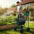 thumbnail image 4 of Heavy Duty Garden Hose Reel Cart - Holds 229ft of 5/8" or 393ft of 1/2" Hose, Durable Steel Frame with Green Powder Coating, Easy to Move with 10" Wheels, 4 of 9