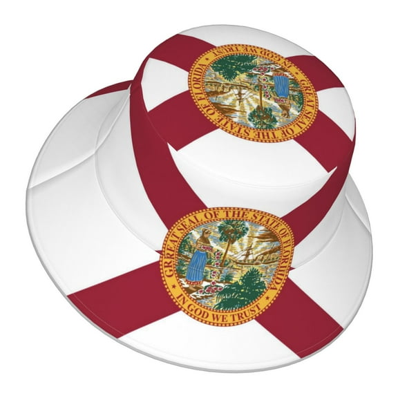 Florida Flag Bucket Hat Stripe Beach Fisherman Hats For Women Men Reversible Double-Side-Wear With Reflective