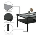 thumbnail image 6 of Tcbosik 2-Tier Rectangle Coffee Table, Modern Cocktail Table with Glass Top and Metal Legs, Accent Tea Table with Open Shelf for Living Room, Black, 6 of 7
