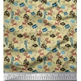 thumbnail image 1 of Soimoi Cotton Cambric Fabric Floral,Fish & Deer Cartoon Print Sewing Fabric Yard 56 Inch Wide, 1 of 1