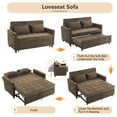 thumbnail image 4 of BTMWAY 3 in 1 Convertible Sleeper Sofa Couch with Pullout Bed, 59" Loveseat Sleeper Bed with Backrest Cushion, Side Pockets, 4 USB Ports & Phone Holder, Futon Couches for Living Room, Brown, 4 of 7