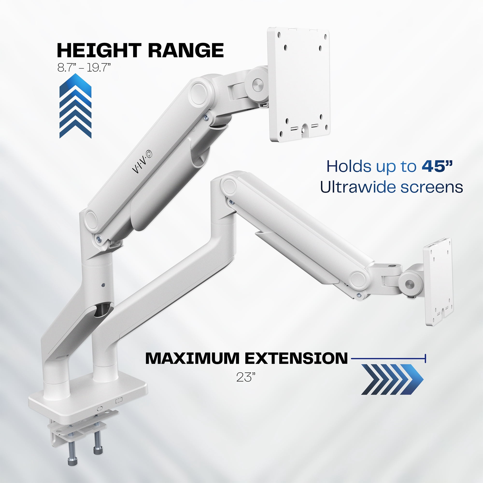 VIVO White Tension Spring Dual Ultra Wide Monitor Mount, Up to 45" Screens