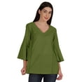 thumbnail image 1 of Moomaya Tunique en Coton à Manches Cloche pour Femmes Col en V Simple Top Schiffli d'Été, 1 of 7