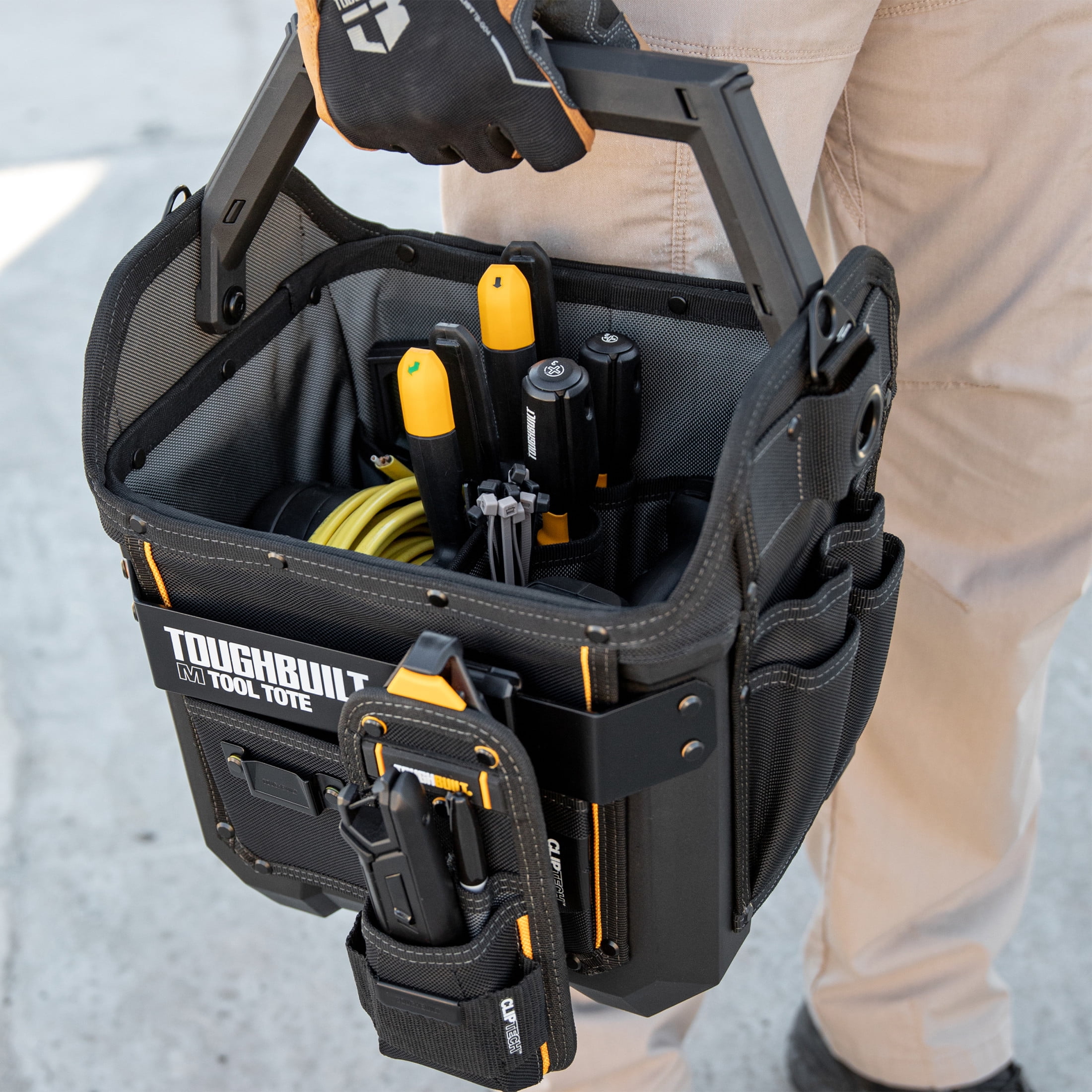 ToughBuilt – 12" Massive Mouth Tool Bag, Compact Wide-Opening Hard Body Tote Bag