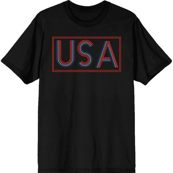 Americana USA Neon Sign Men's Black Crew Neck Short Sleeve Tee-Medium