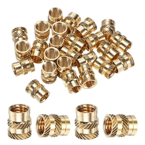 Uxcell 25-Pack Insertos roscados - M8 x 12 mm tuercas de inserción de latón de calentamiento 10 mm OD
