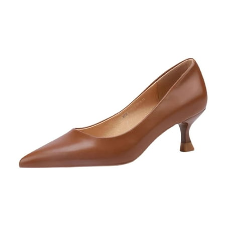 

Fashion Autumn Women Casual Shoes Pointed Toe Solid Color Medium Heel Comfortable Large Size
