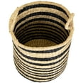 thumbnail image 5 of Northlight Set of 3 Khaki and Black Woven Seagrass Striped Storage Baskets with Handles 15.25", 5 of 6