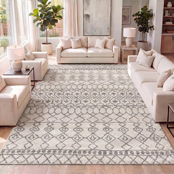 JONATHAN Y MOROCCAN HYPE 5 x 8 Area Rug, Izil Moroccan Beni Souk - Cream/Gray, MOH209A-5