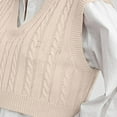 thumbnail image 6 of Cable Knitted Sweater Vest for Women Sleeveless V Neck Solid Color Pullover Short Sweater Trendy Tank Jumper Khaki,L, 6 of 6