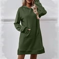 thumbnail image 5 of IROINNID Dress Shirt for Women Fall/Winter New Hooded Long Sleeve Pocket Split Long Sweater Dress Savings,Olive Green, 5 of 6
