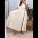 thumbnail image 4 of Vestidos Largos Plisados de Iglesia para Mujer, Informales, de Verano, de Corta, con Cuello Redondo, Sueltos y Vaporosos. Beige S, 4 of 7