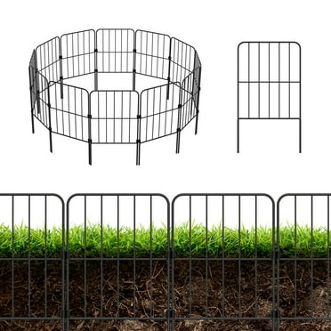 Black Garden Border Folding Fence Lawn Fence 23.6*13 Feet,Square Fence x 10,Landscape Panel,Folding Patio Fence,Flower Bed,Pet Fence Decorative Fence
