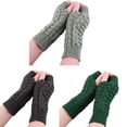 thumbnail image 2 of Guantes de invierno abiertos para mujer, cálidos, de medio dedo, de lana, con boca plana, 2 of 6