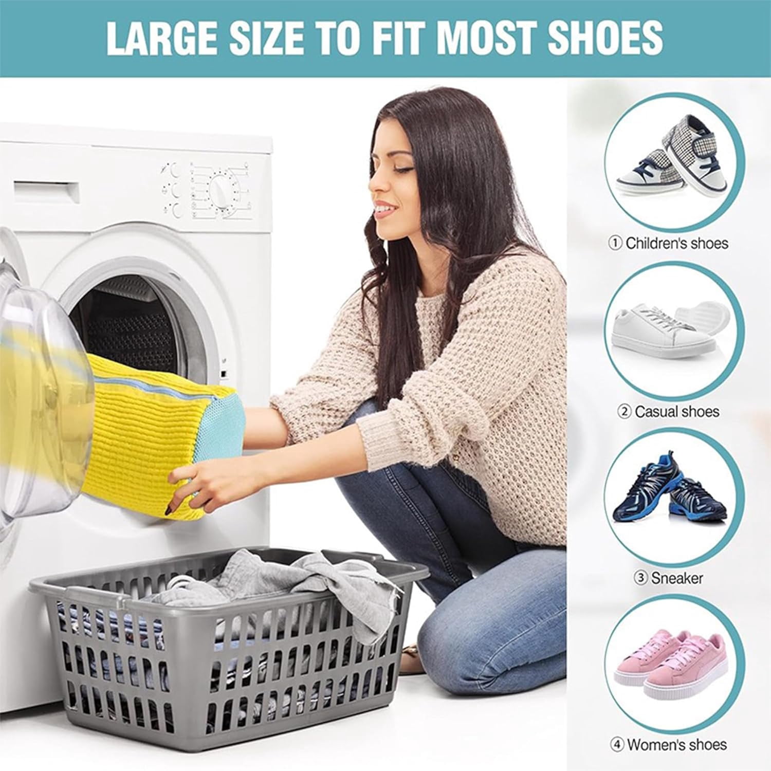Wrongduck 2-Pack Shoe Washing Bags for Machine, Mesh Sneaker Laundry Bags with Hidden Zipper and Plush Interior, Deep Cleaning and Travel Shoe Organizer Durable Nylon Polyester for Adult & Kids Shoes