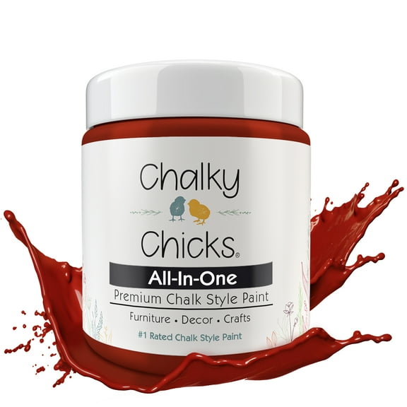 Chalky Chicks 4 Fl Oz Matte Poison Apple (Dark Red) Chalk Paint for Furniture Without Sanding - No Prep Furniture Paint No Sanding All in One for Crafts, Wood, Cabinet, Metal, Dresser, Farmhouse