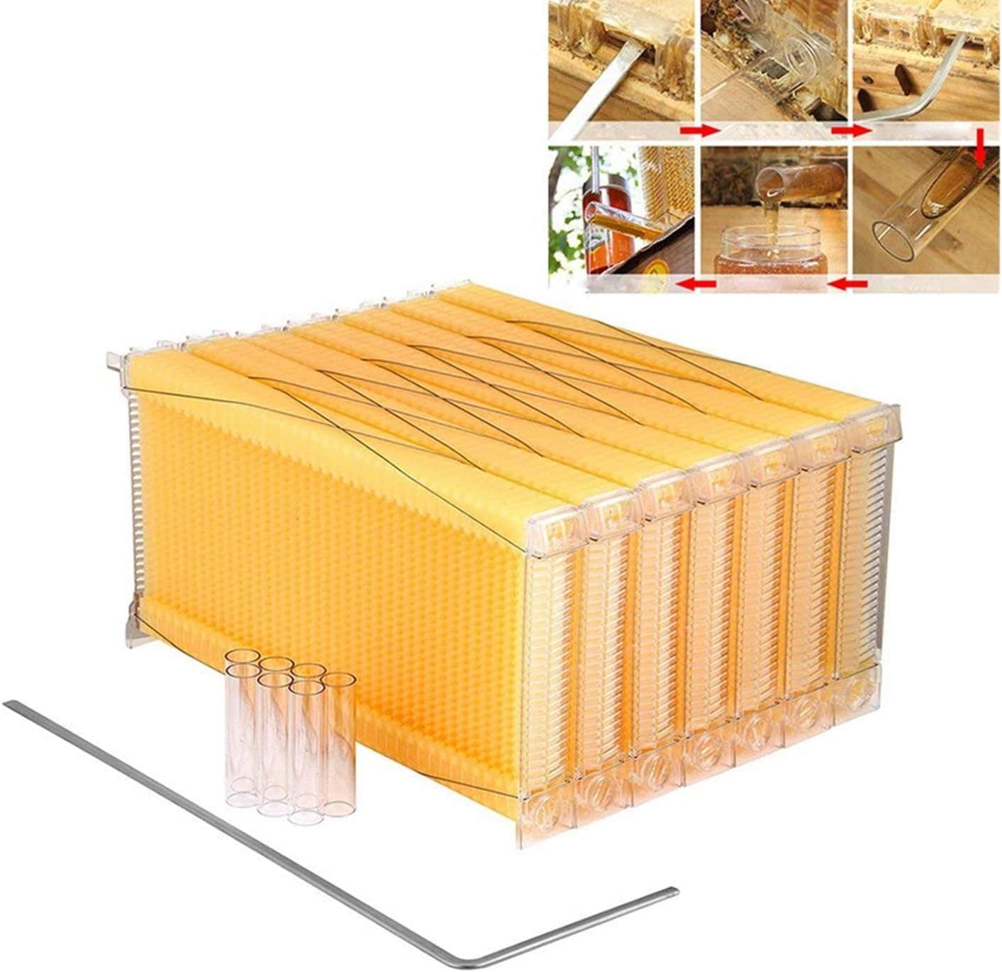 7PCS Auto Raw Frames Honey Beekeeping Kit Beehive Bee Harvesting Honey US Ship 