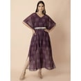 thumbnail image 5 of Indya Women's Purple Bandhani Printed Belted Kaftan Kurta, 5 of 6